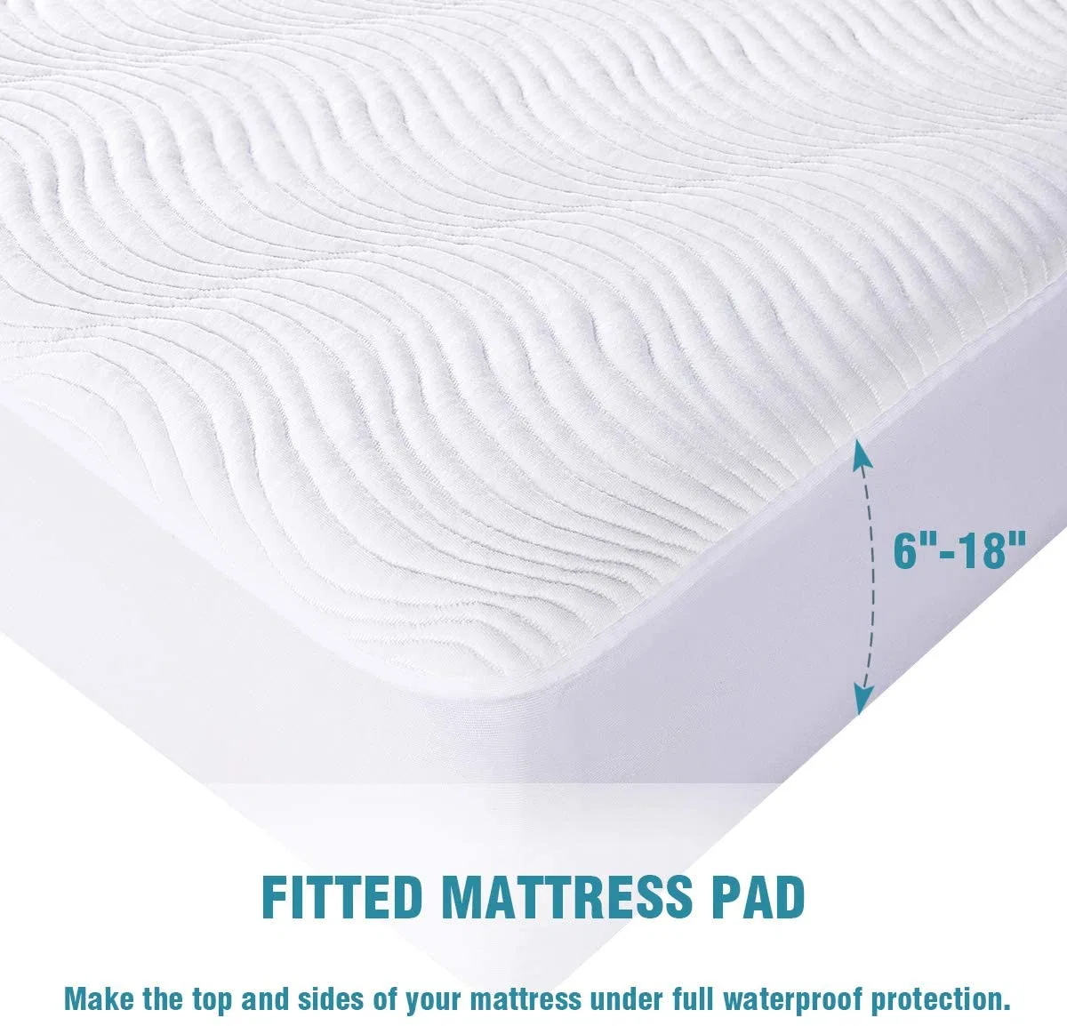 Waterproof Mattress Pad Queen Size -Diamond Quilted Down Alternative Mattress Protector Cover Fitted up to 16" Deep Pocket