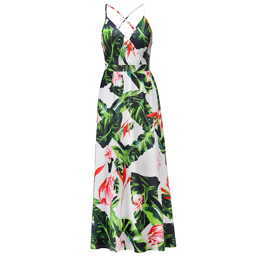 2023 Spring and Summer Print Women's Sleeveless Splicing Long Women's Casual Dress