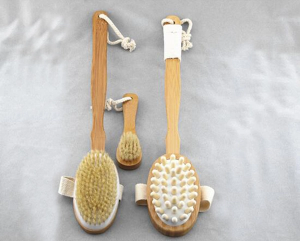 100% Natural Boar Bristles Bath /Shower Face Brush Gift Set for Dry Skin