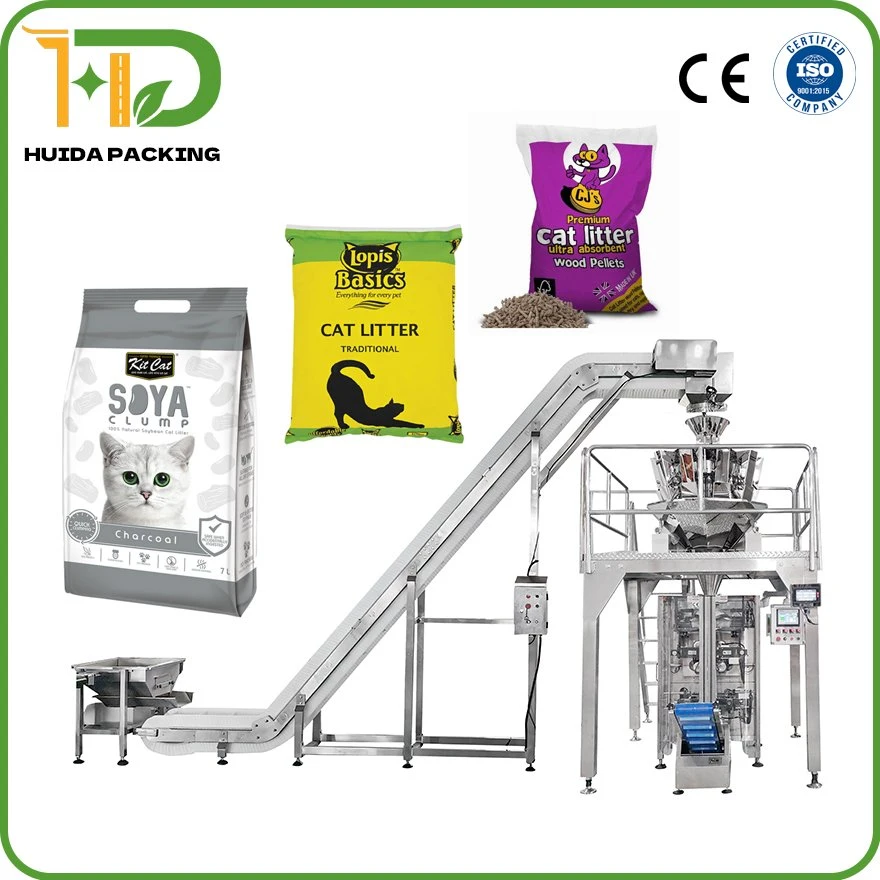 1-5 Kg Fully Automatic Cat Litter Packing Machine Vffs Vertical Filling Packaging Machine High Speed Die Cut Gusset Bag Packaging System