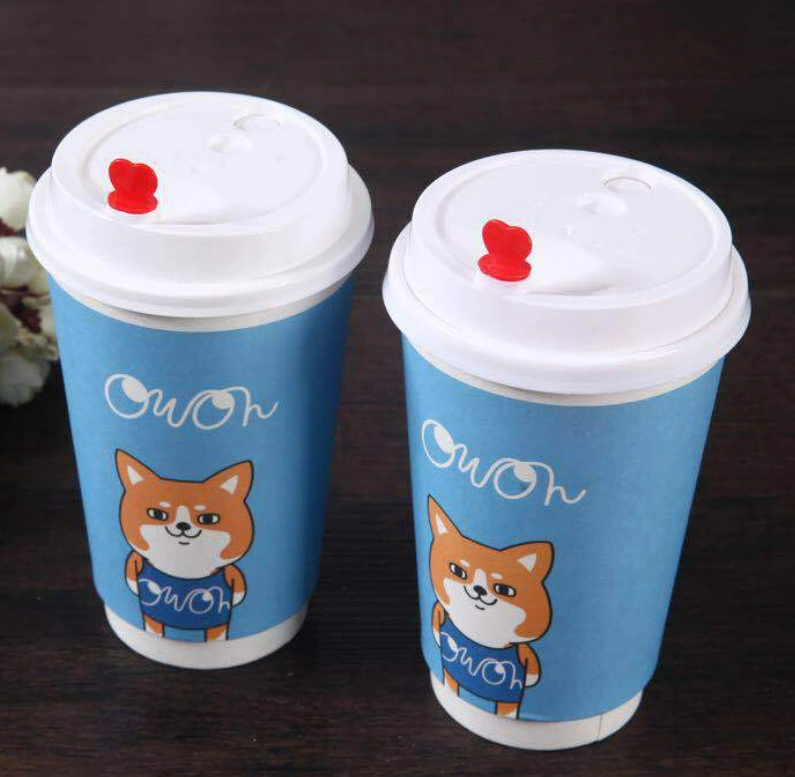 Одноразовая чашка для кофе с одноразовой бумажной чашкой с односторонней печатью С крышкой для горячего холодного напитка