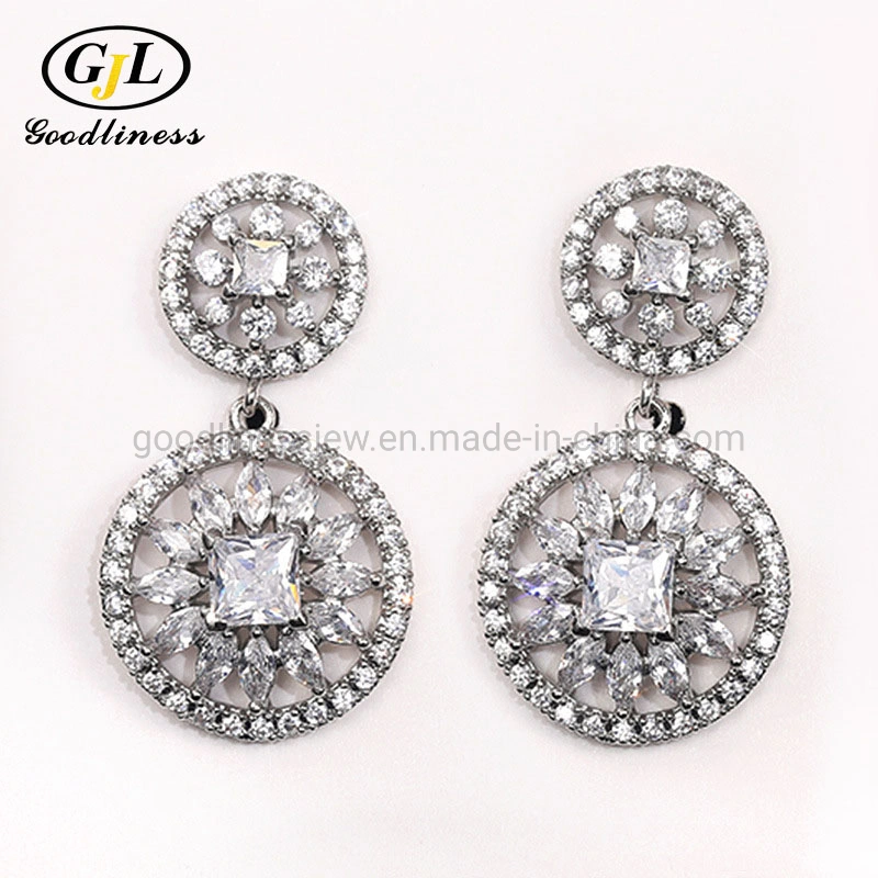 New Fashion Elegant Party Jewelry for Women Geometry Crystal Dangle Earrings