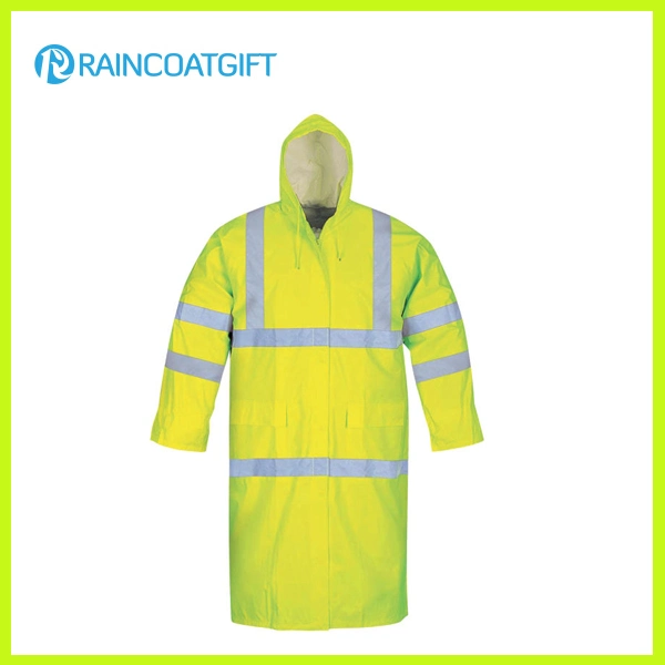 El color de fluorescencia de poliéster PVC reflectante Chaqueta resistente al agua de lluvia