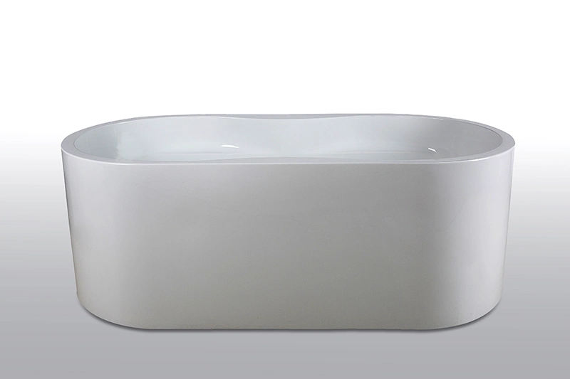 Acrylic Freestanding Bathtub, Gracefully Shaped Freestanding Soaking Bathtub, Glossy White Cupc Certified, Toe-Tap Chrome Drain and Classic Slott