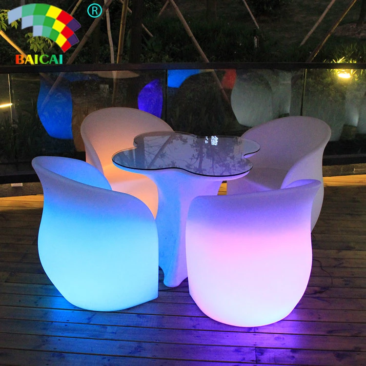 Glowing Luxurious LED Outdoor Furniture with Table and Chair
