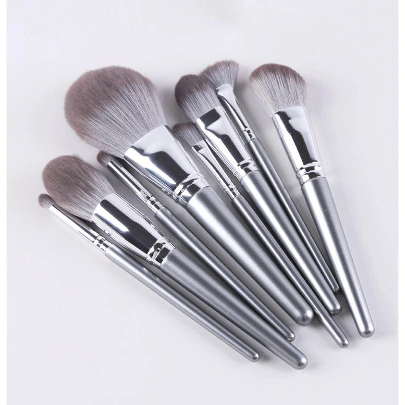 14 PCS Synthetic Hair Makeup Brushes OEM ODM Cosmetic Brush Manufacture Silver Handle