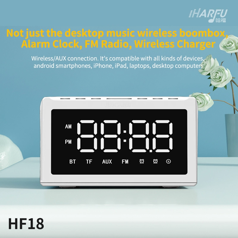 New Design Multi-Functional Professional Wireless Speaker with FM Radio Digital Alarm Clock