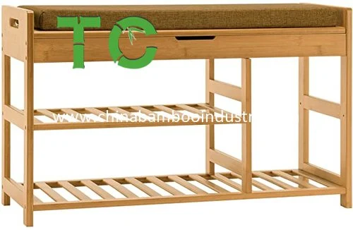 Wholesale Bamboo Hallway Shoe Bench Shoe Storage Bench Wooden Change Shoe Stool