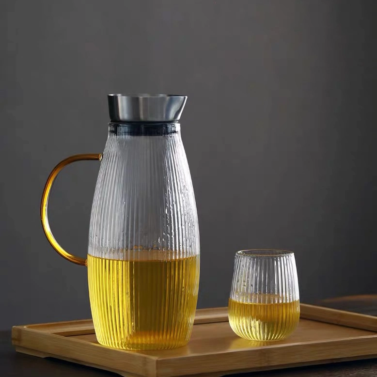 De vidro borossilicato de alta chaleira jarra de água vaso Carafe Drinkware com filtro de aço inoxidável de 1,7 L