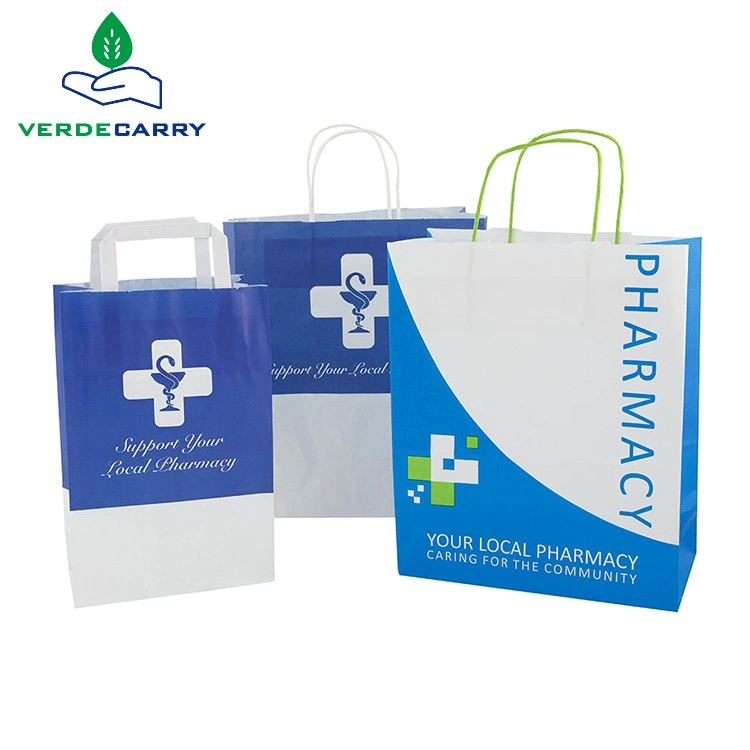 Custom Cats Dogs Veterinary Medicine Drug to-Go Service Transport Packing Packaging Paper Bag for Pharmacy