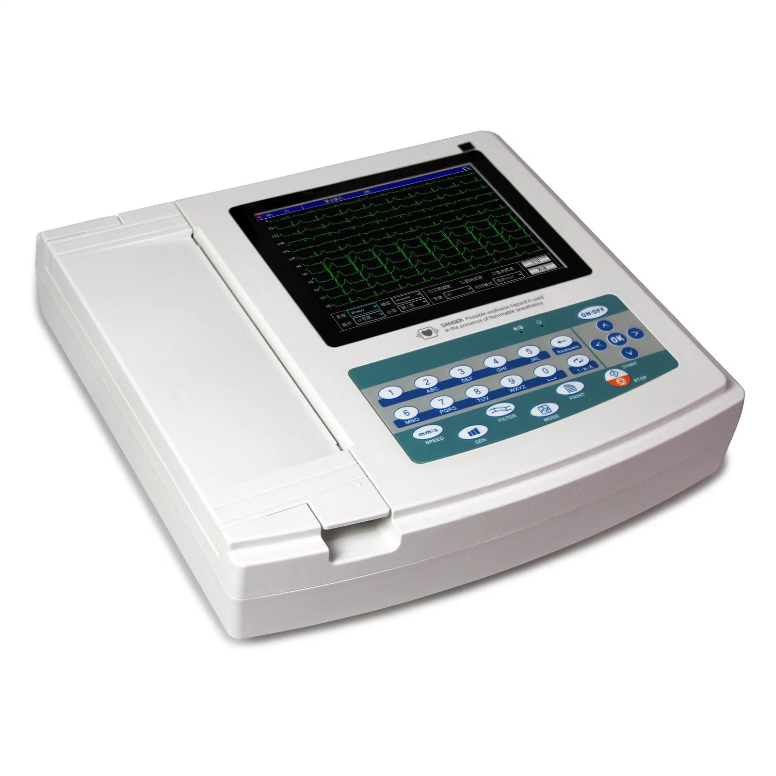 8.0 Color Screen Digital 12 Channel ECG Machine + Software ECG Data Fast Transmitted 12 Channel ECG Machine