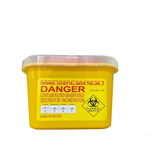 Disposable/Reusable Durable Plastic Sharps Disposal Container Medical Biohazard Sharps Box for Needles