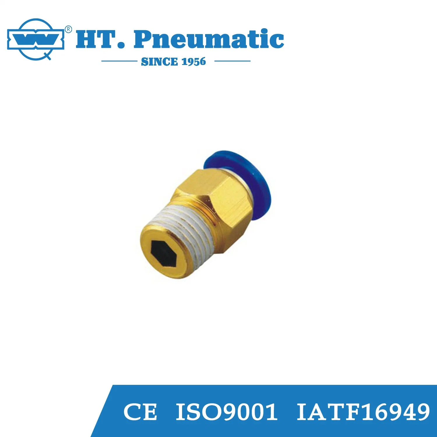 Rosca macho de latão reto Push to Connect Air da série PC União pneumática rápida