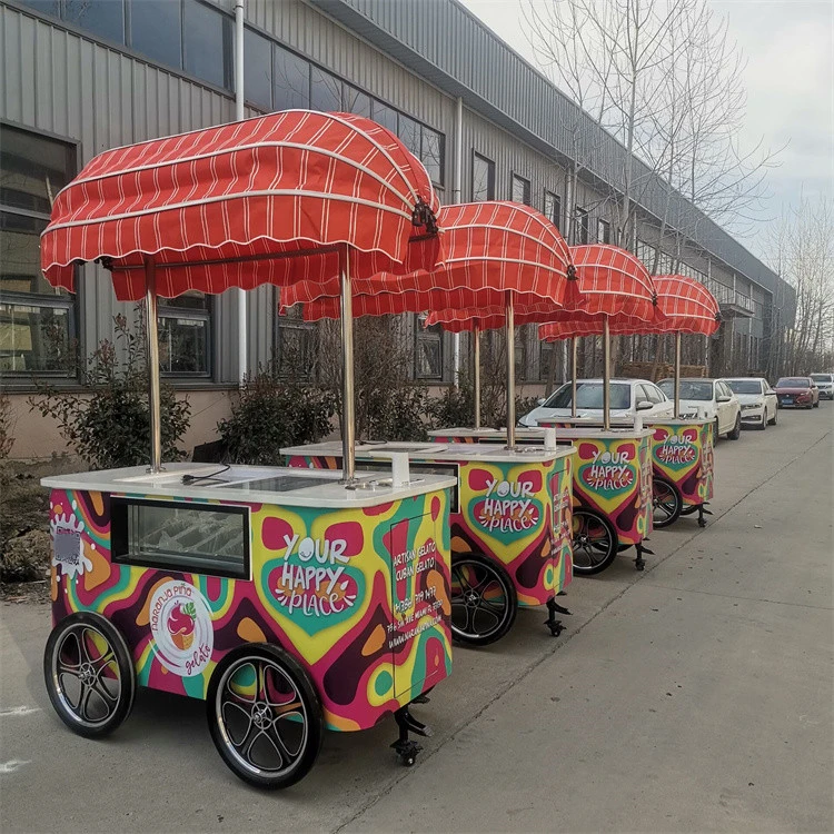 2023 EE.UU. Remolque de alimentos Mobile Ice Cream Cart Snack Food Trailer Caravans para la venta