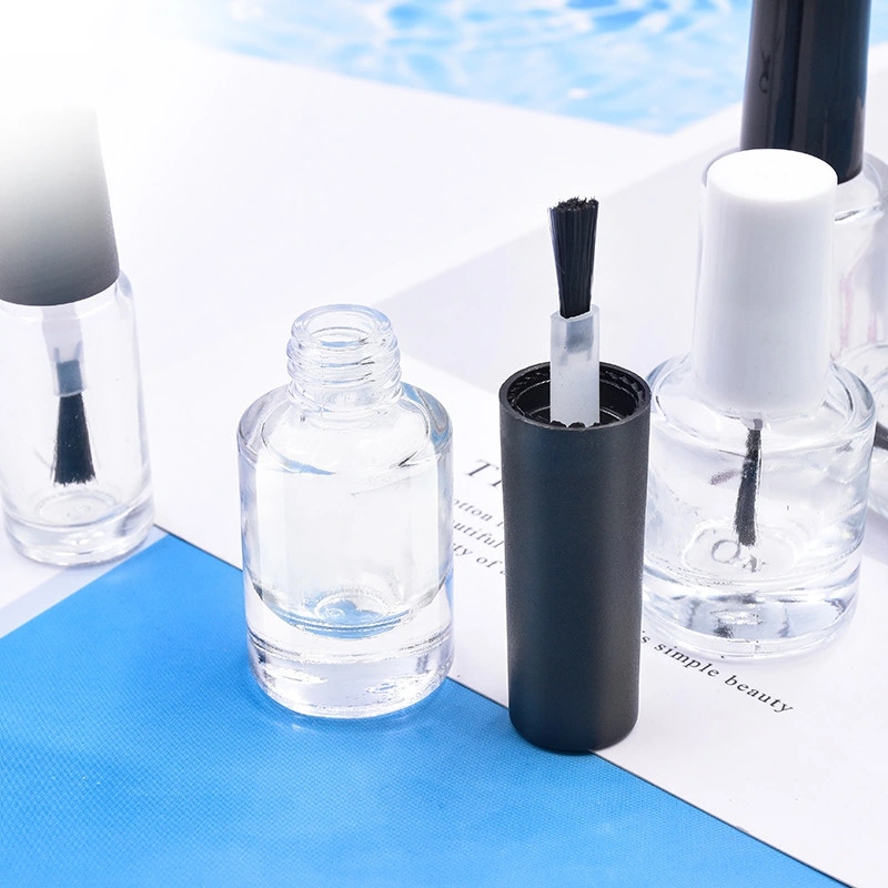 Wholesale 5ml 8ml 10ml Clear Cylindrical Shape Glass Bottle for Nail Polish with Brush Lid