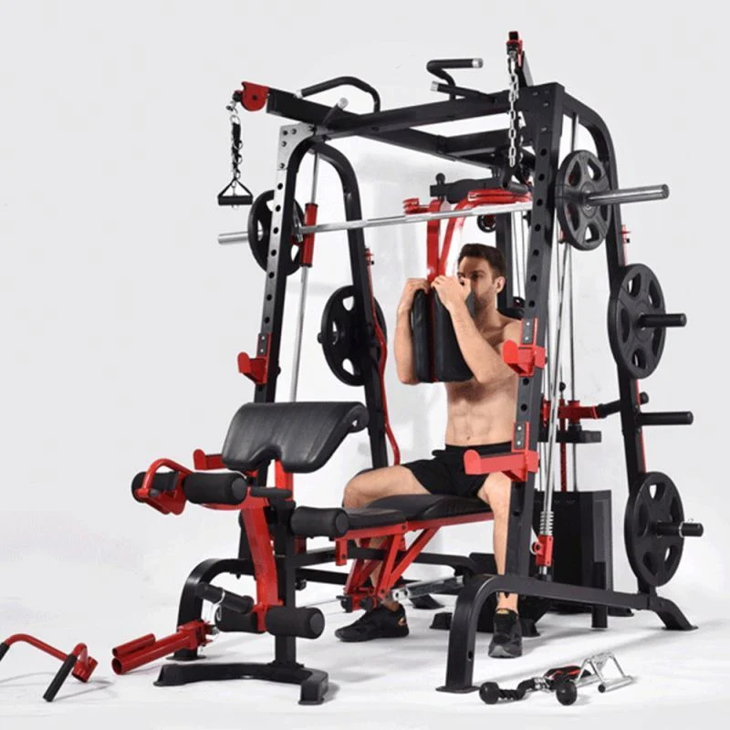 Professional Multifunctional Home Exercise Multi Squat Leg Raiser Bench and Barbell All in One Smith Machine Gym Equipment