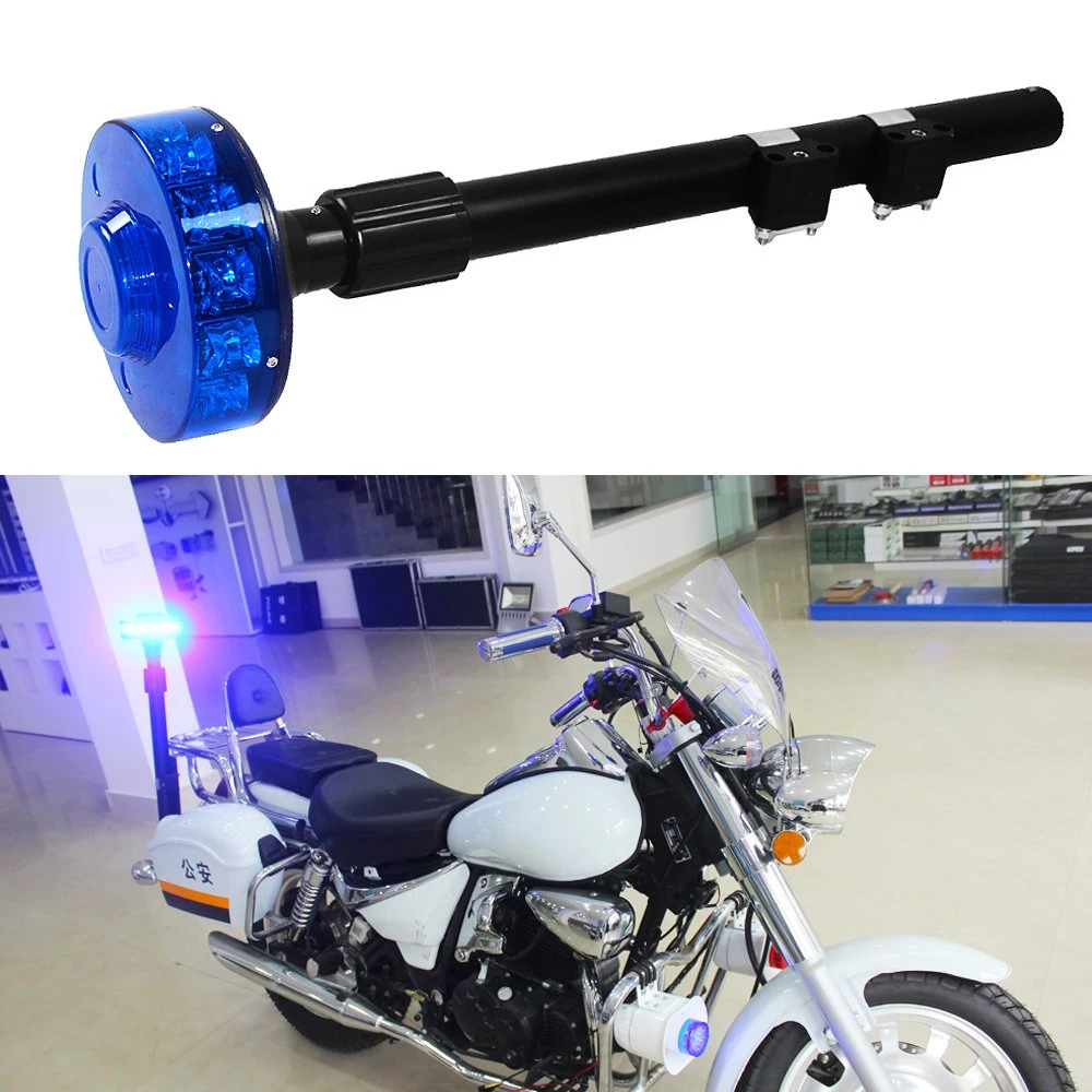 LED azul Haibang Motociclo Strobe do testemunho de segurança de bicicletas Pólo Telescópicos Luz Giratória
