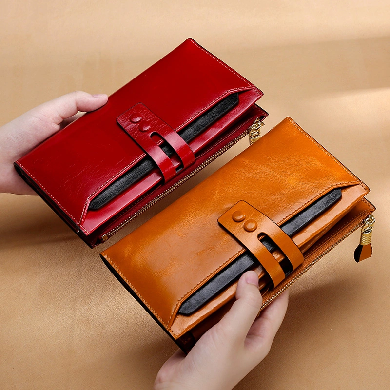 Luxury Women Genuine Leather Lady Purse Multiple Card Organizer Travel Clutch Long Wallet for Lady