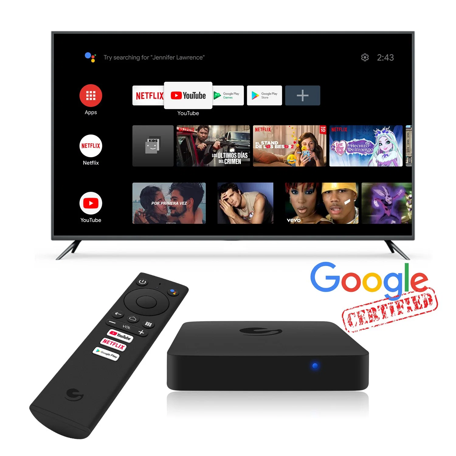 2022 تلفزيون ذكي قوي معتمد من Google بنظام التشغيل Ota Android TV Box Ott صندوق التلفزيون 2.4G/5g WiFi Bt4.2 Amlogic S905X IP Set Top صندوق