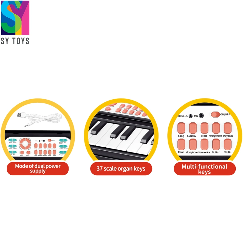 SY Kids Toy Music Instruments teclado electrónico de órgão com 37 teclas Presente de música mais vendido para crianças