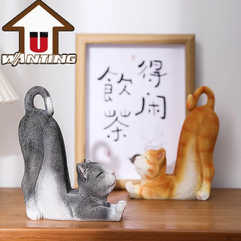 Promotional Gift Lovely Cat Handmade Resin Craft Room Desktop Ornament Wholesale/Supplier Price