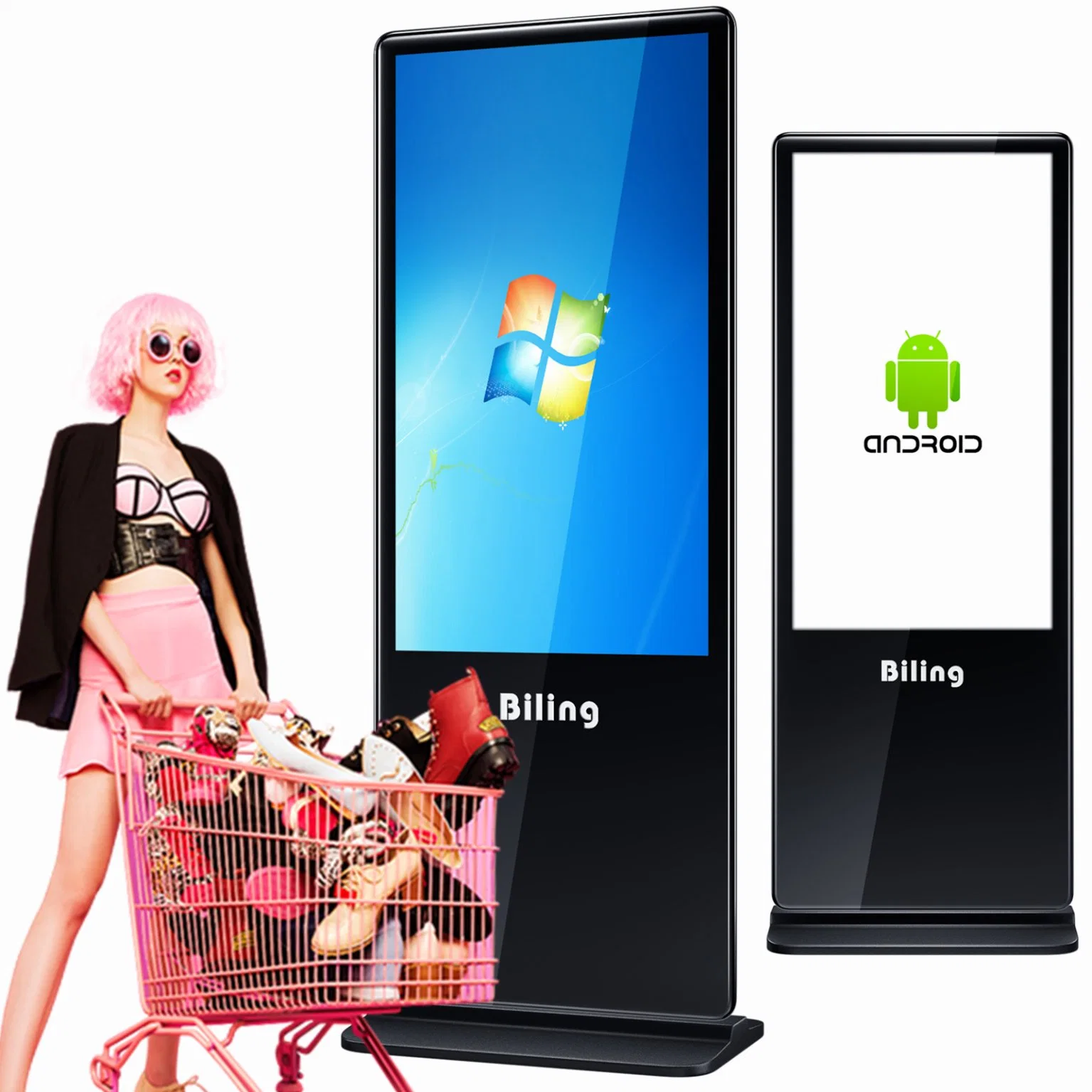Напольная вертикальная интерактивная цифровая 42 43 55 65-дюймовая система Табло Ценовая плата Тотем LCD TV сенсорный экран Киоск Рекламный дисплей для рекламы