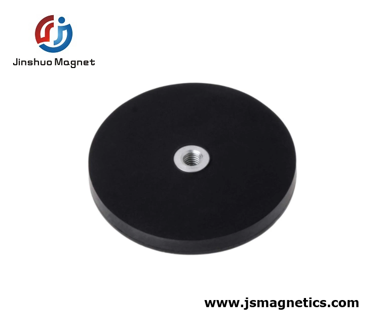 66mm M6 Internal Thread Neodymium Pot Magnet with Rubber Coated Strong Magnet Mounting for Vehicle Signs, Lighting, LED