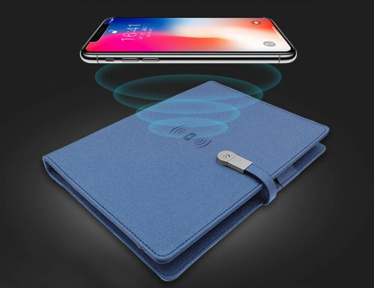 Personalizada Una Funda de cuero5 Banco de potencia de carga inalámbrica el Bloc de notas