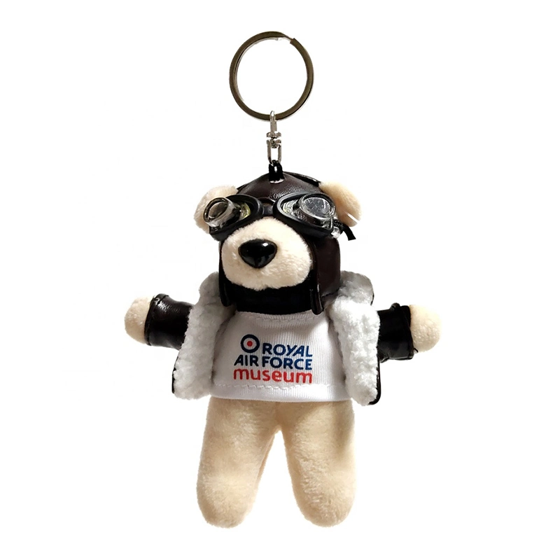 10cm Customized Pilot Uniform Small Stuffed Animal Toy Cute Plush Teddy Bear Mini