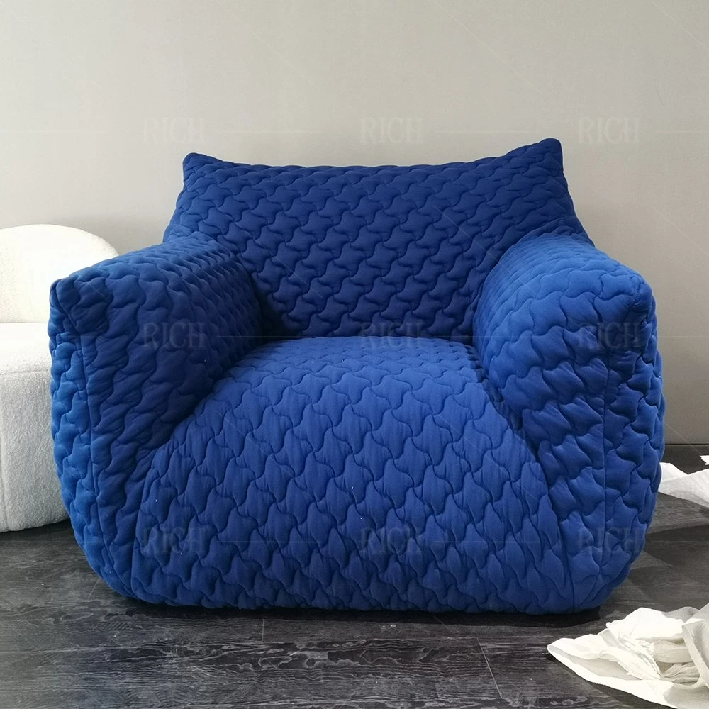 Comfortable Soft Armchair Modern Large Leisure Lounge Chair Living Room Balcony Single Fabric Blue Sofa Chair