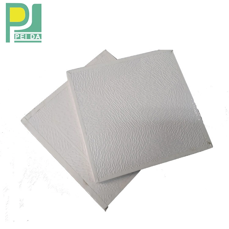 975 PVC Laminated Ceiling Tiles Plain White Gypsum 595X595