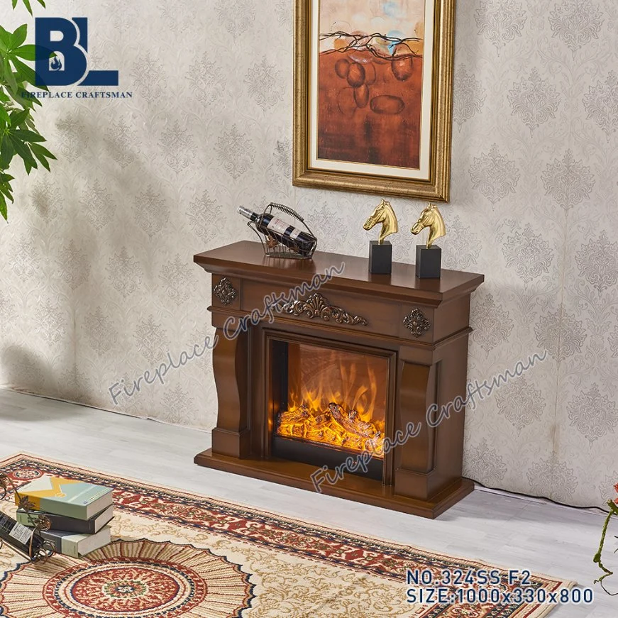 Artificial Modern Wood Fireplace Stove Frame Mantel with Remote Control Electric Fireplaces