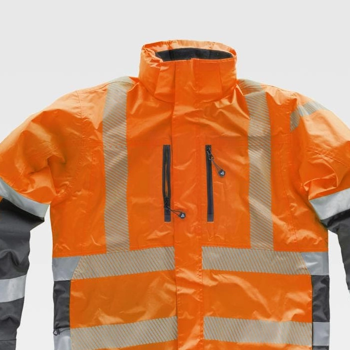 High Visibility Work Uniform Oxford Fabric Waterproof Padded Parka Reflective Safety Clothing