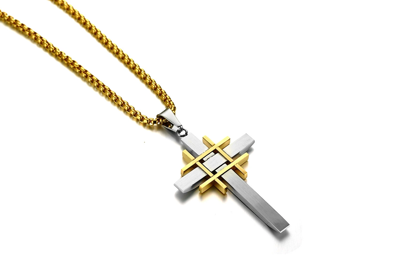 Commerce de gros de bijoux en acier Titane 56mm en acier inoxydable pendentif Croix pendentif Accessoires de Mode pour hommes