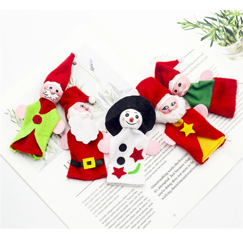 Hand Puppets Lovely Santa Finger Doll Puppets Mini Soft Stuffed Christmas Plush Baby Toy Gifts