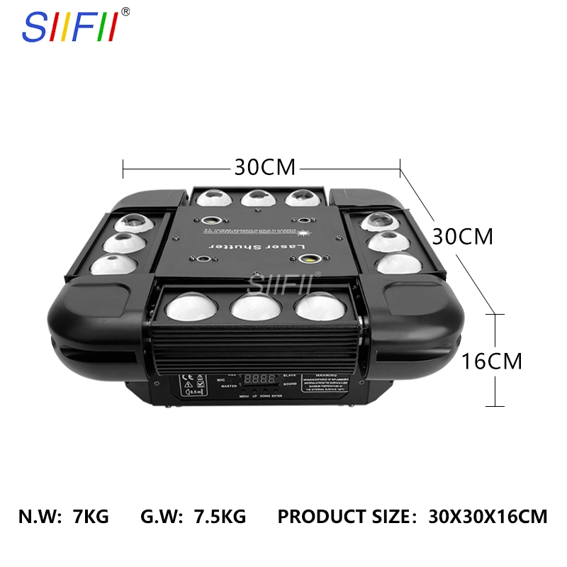 Mini LED 12X10W Spider Light RGBW Beam Laser Strobe DJ Light Used in Disco Bar KTV Stage Lighting