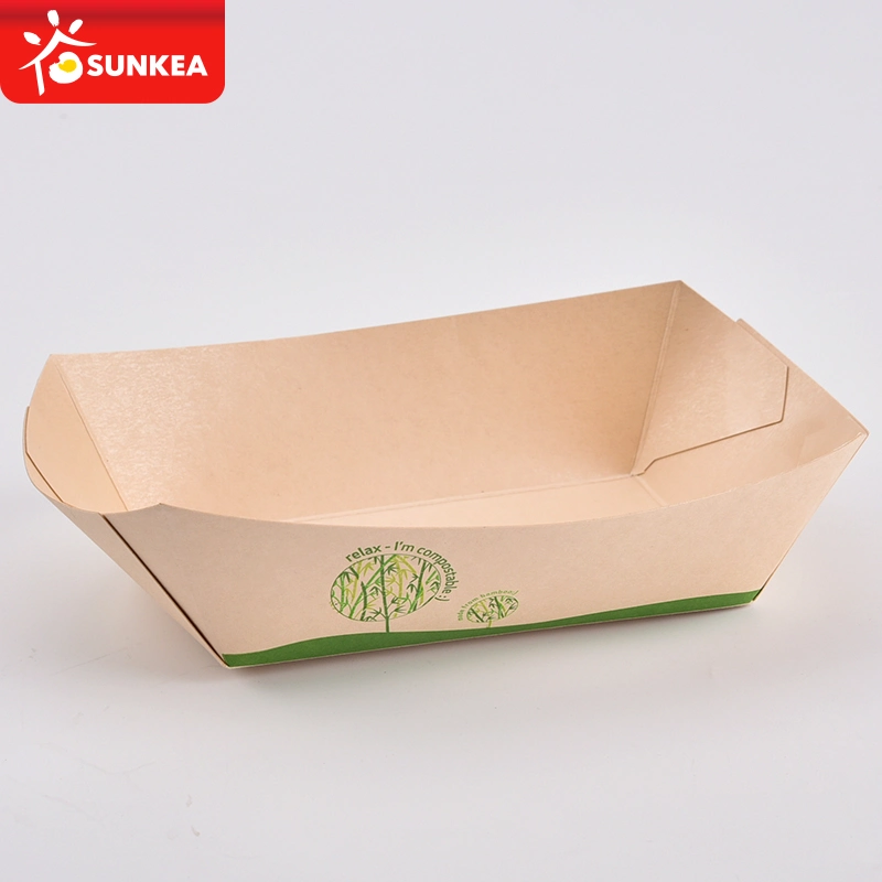 Sunkea Hot Sale Fast Food Container Paper Packaging Tray