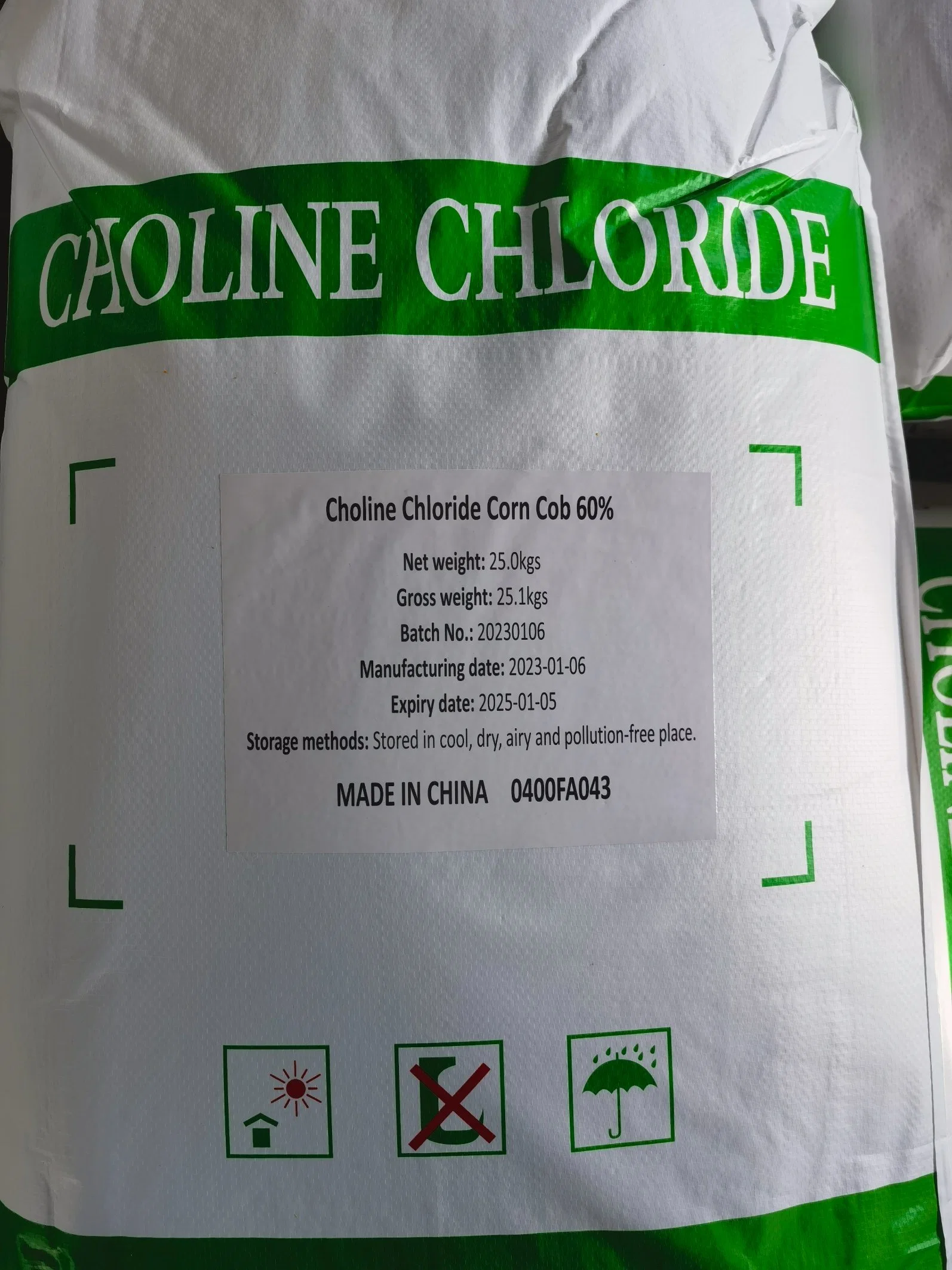 Le chlorure de choline 60 % épis de maïs de grade d'alimentation