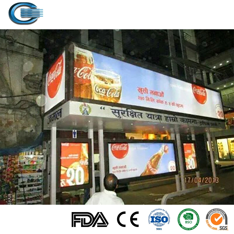 Huasheng Bus Station Ads China Bus Metal Stop Shelter Manufacturer Customized Bus Stop Shelters/ Bus Stop