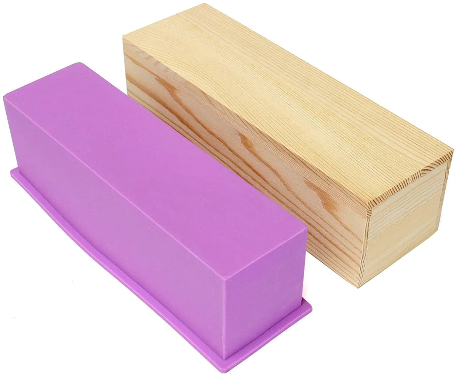 50PCS 42oz Loaf Soap Mold Rectangular DIY Silicone Mold Set with Wood Box