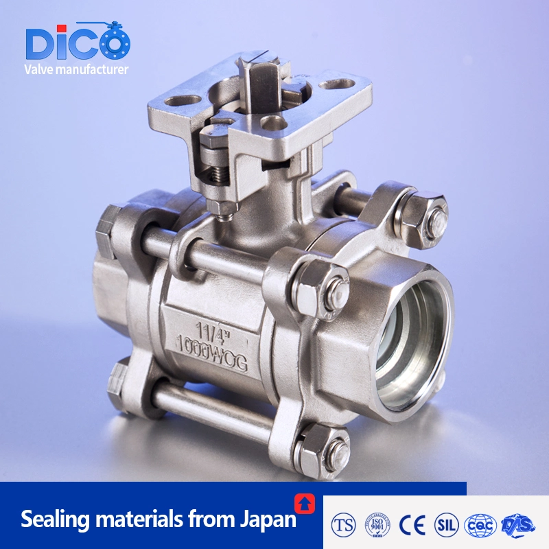 Dico Wenzhou 2 1/2" Socket Weld End Stainless Steel with ISO5211 Pad 3PC Ball Valve