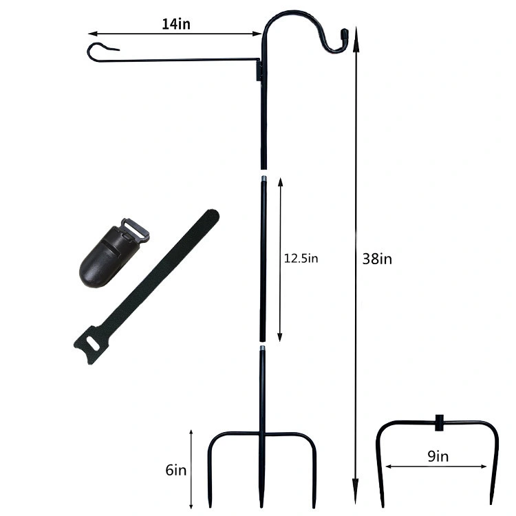 Drapeau de jardin titulaire Stand avec Shepherd crochet, 48" Weather-Proof pavillon de jardin Pole avec ressort de bouchons et d'un drapeau Clip drapeau de jardin stand avec drapeau américain