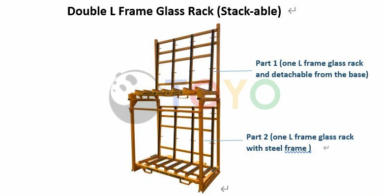 Double Layers L Frame Glass Rack ISO Standard Storage Rack with Leather