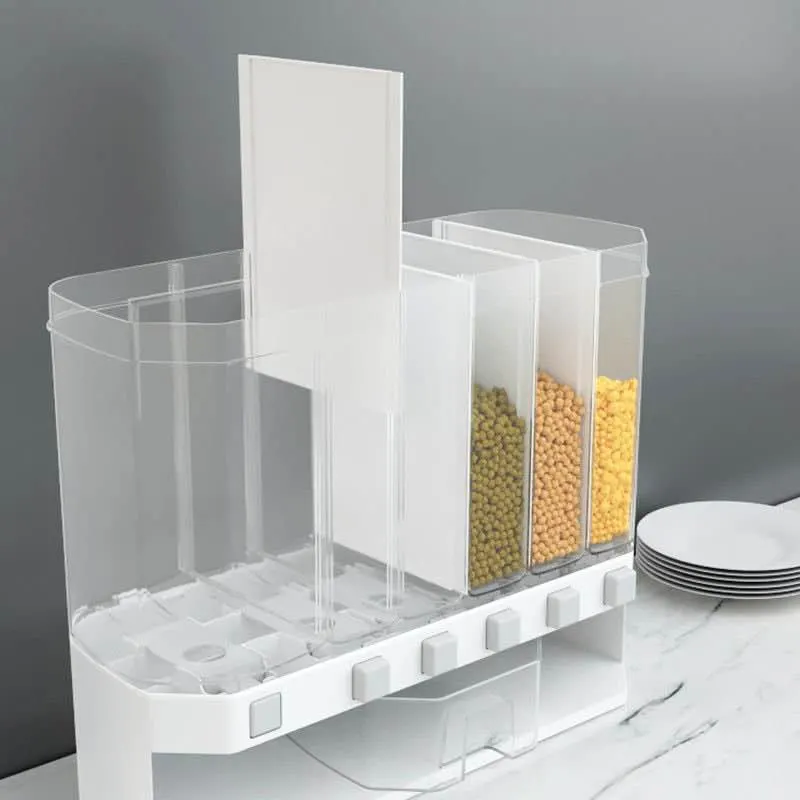 High quality/High cost performance Partitioned Plastic Cereal Dispenser Storage Box Kitchen Rice Container