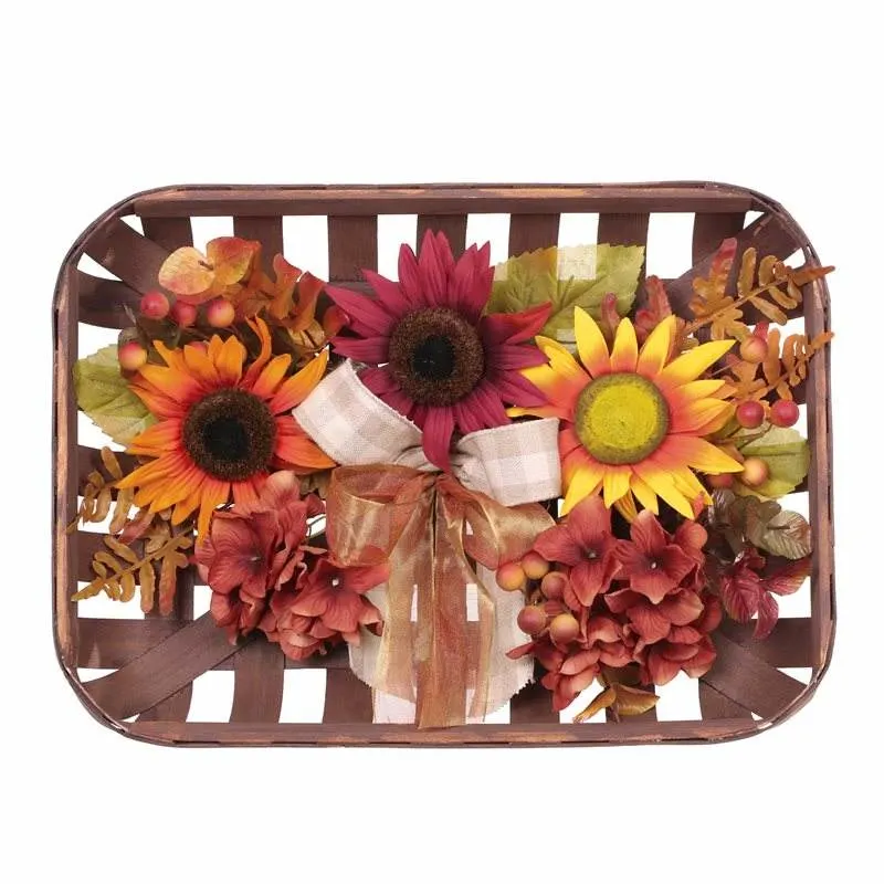 Autumn Harvest Decor Fall Flower Basket Thanksgiving Holiday Decoration