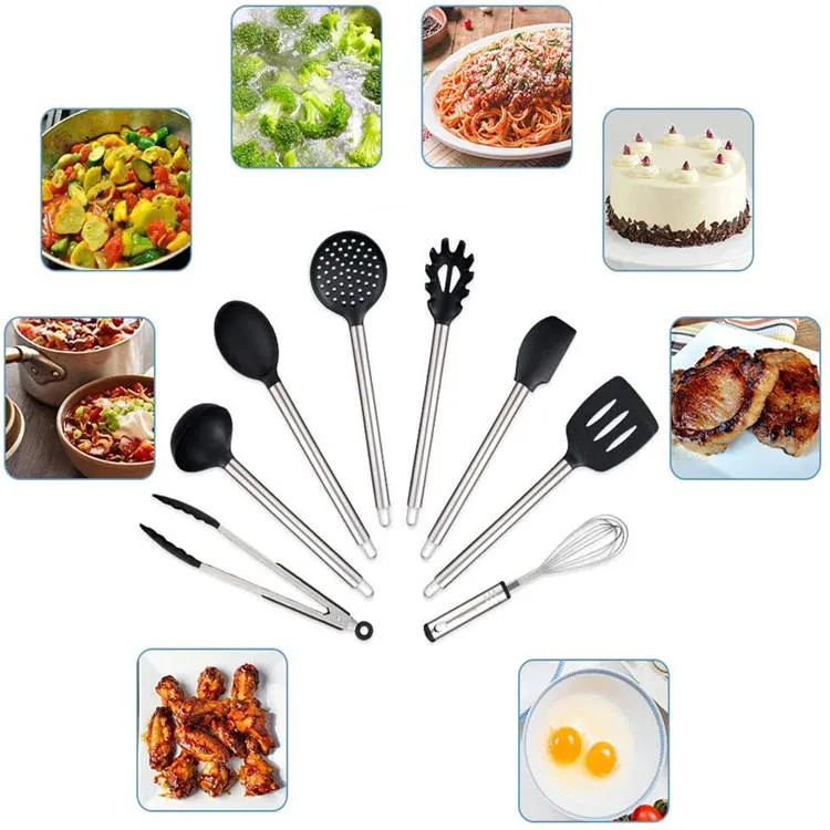 Non-Scratch Non-Stick Cookware 24PCS Silicone and Stainless Steel Utensils