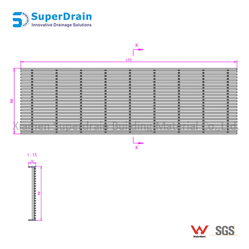 China Rectangular Hair Strainer Stainless Steel Floor Grate Drain Cover