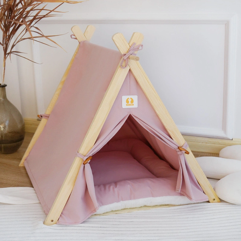 Pet Teepee Dog Canvas Cat Bed Portable Dog Teepee Tents Washable Pet Houses