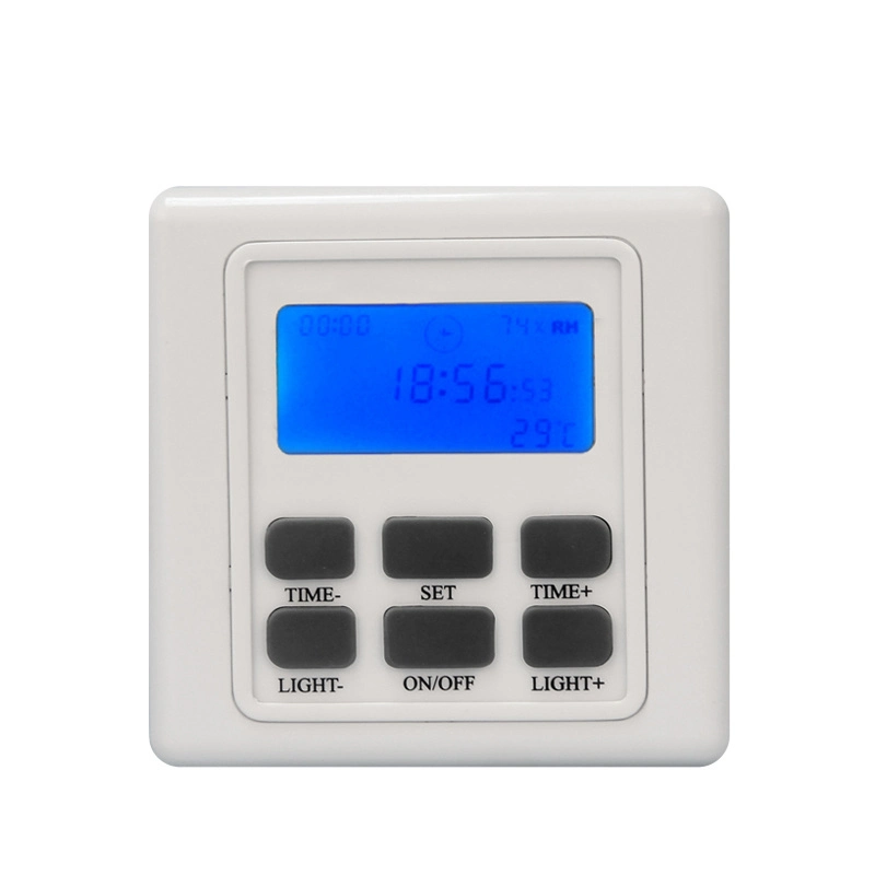 Interrupteur de contrôle de température avec minuterie programmable et réglages hebdomadaires à plusieurs périodes.