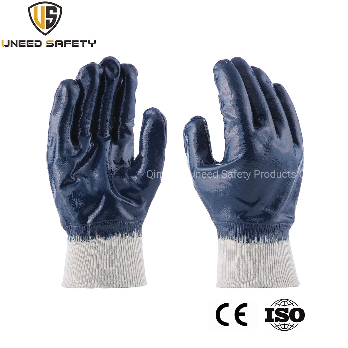 NBR Heavy Duty Jersey Cotton Safety Cuff Full Nitrile Coated Safety Work Gloves with CE